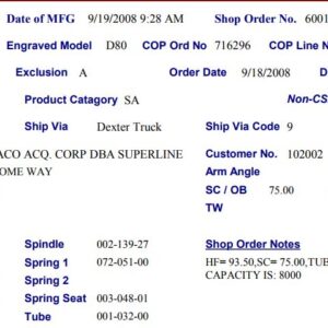 8K 865 ELEC ST W/EZ LUBE 5/8STUD & FLG NUTS, PER TAG# SN=211192239, HF=93.5, SC=75, UNDERSLUNG